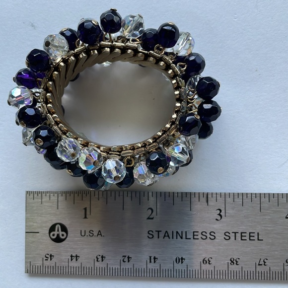 Rare Vintage Made in Japan Aurora Borelis Beaded Cha Cha Stretch Bracelet - Picture 4 of 6